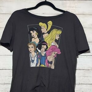 Disney Women's Princess Tee - Black with Multicolor Design